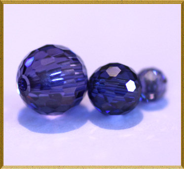 Beads: Ball with hole drilled Blue Sapphire Cubic Zirconia