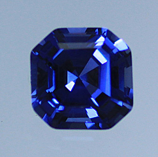 Lab Blue Sapphire:  Top Blue Asscher Lab Blue Sapphire