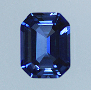 Lab Blue Sapphire:  Medium Blue Rectangular Asscher Lab Blue Sapphire