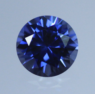 Lab Blue Sapphire:  Medium Blue Round Brilliant Lab Blue Sapphire