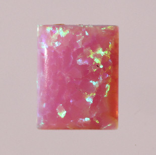Lab Created Opal:  Emerald Cabochon Salmon Pink (k-10) Lab Created Opal