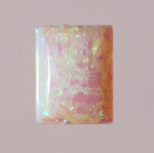 Lab Created Opal:  Emerald Cabochon White Purple (k-17A) Lab Created Opal