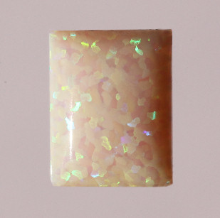 Lab Created Opal:  Emerald Cabochon White Pink (k-21) Lab Created Opal