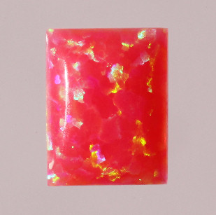 Lab Created Opal:  Emerald Cabochon Neon Pink (k-30) Lab Created Opal