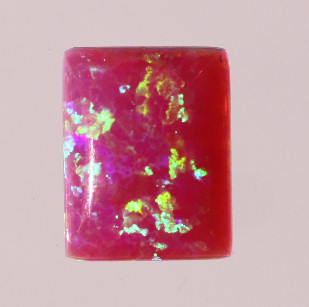 Lab Created Opal:  Emerald Cabochon Dark Pink (k-9) Lab Created Opal