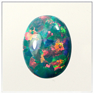 Lab Created Opal:  Oval Cabochon Turquoise (k-1) Lab Created Opal