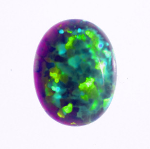 Lab Created Opal:  Oval Cabochon Dark Blue (k-14) Lab Created Opal