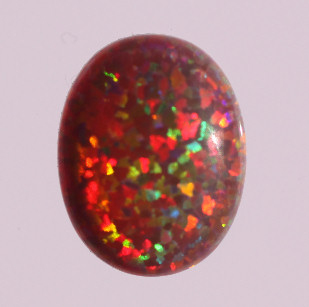 Lab Created Opal:  Oval Cabochon Black (k-15) Lab Created Opal
