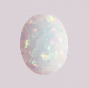 Lab Created Opal:  Oval Cabochon White (k-17B) Lab Created Opal