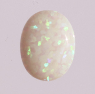 Lab Created Opal:  Oval Cabochon White Lavender(k-20) Lab Created Opal