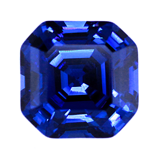 6A Quality:  Asscher Blue Sapphire Cubic Zirconia
